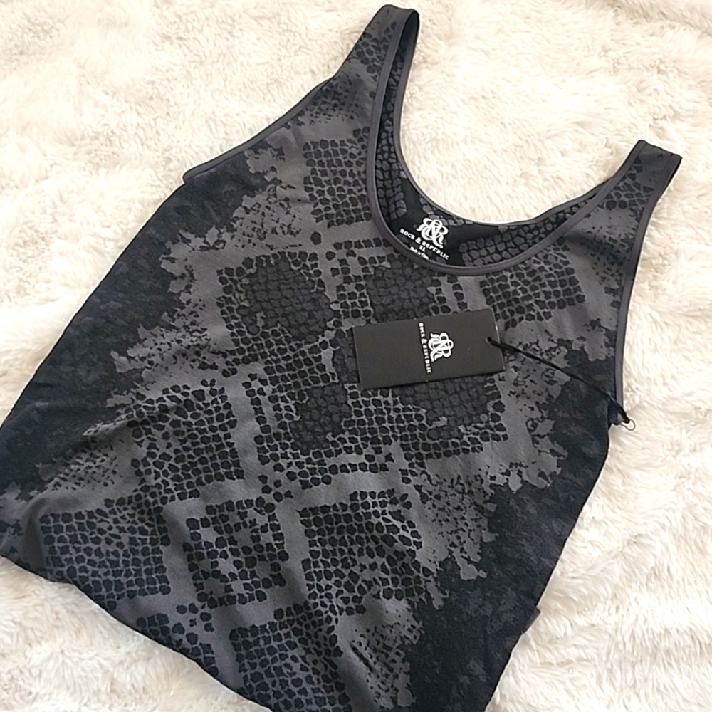 New Black Patterned Tank Top Cami